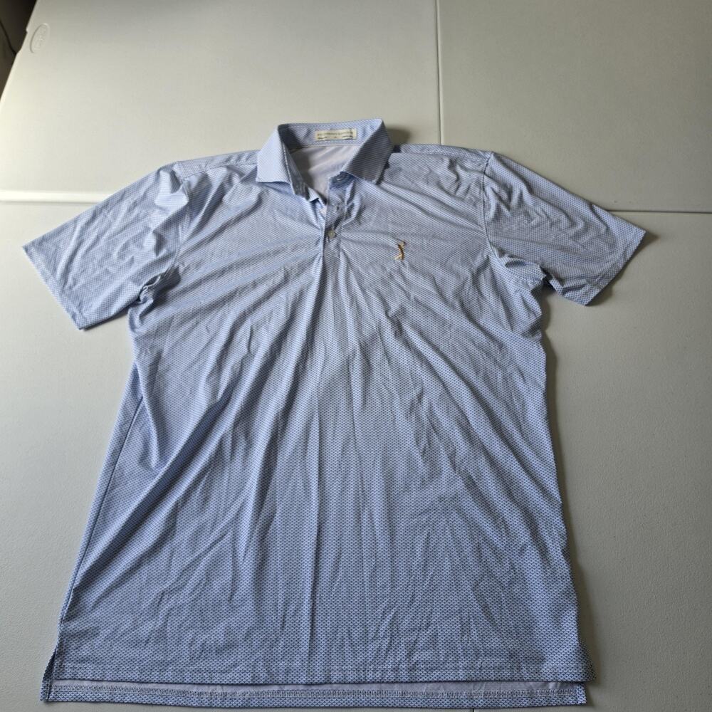 Holderness & Bourne Polo Shirt Mens XL Blue Armfield Golf Geo Print Stretch